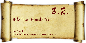 Büte Román névjegykártya